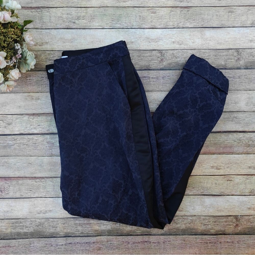 Robert Graham Blue and Black Damask Pants Trousers Size 12